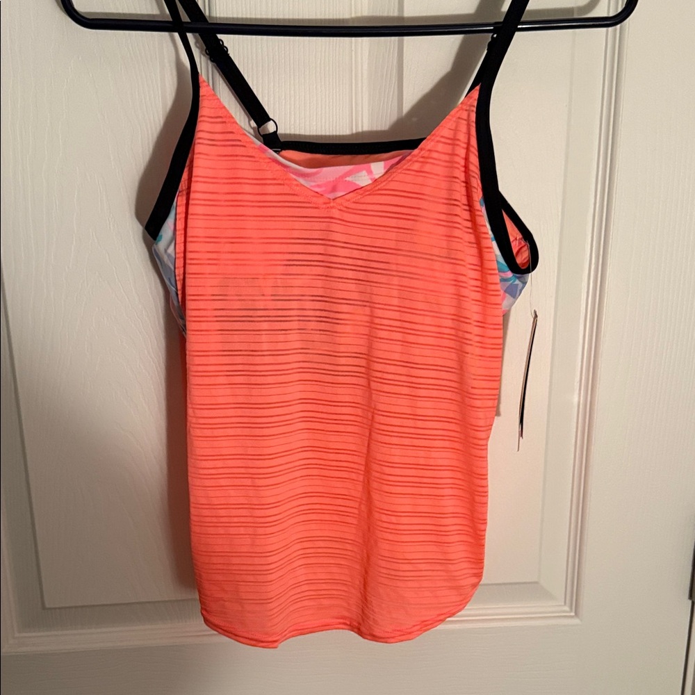 Coral Striped Women's SwimTop